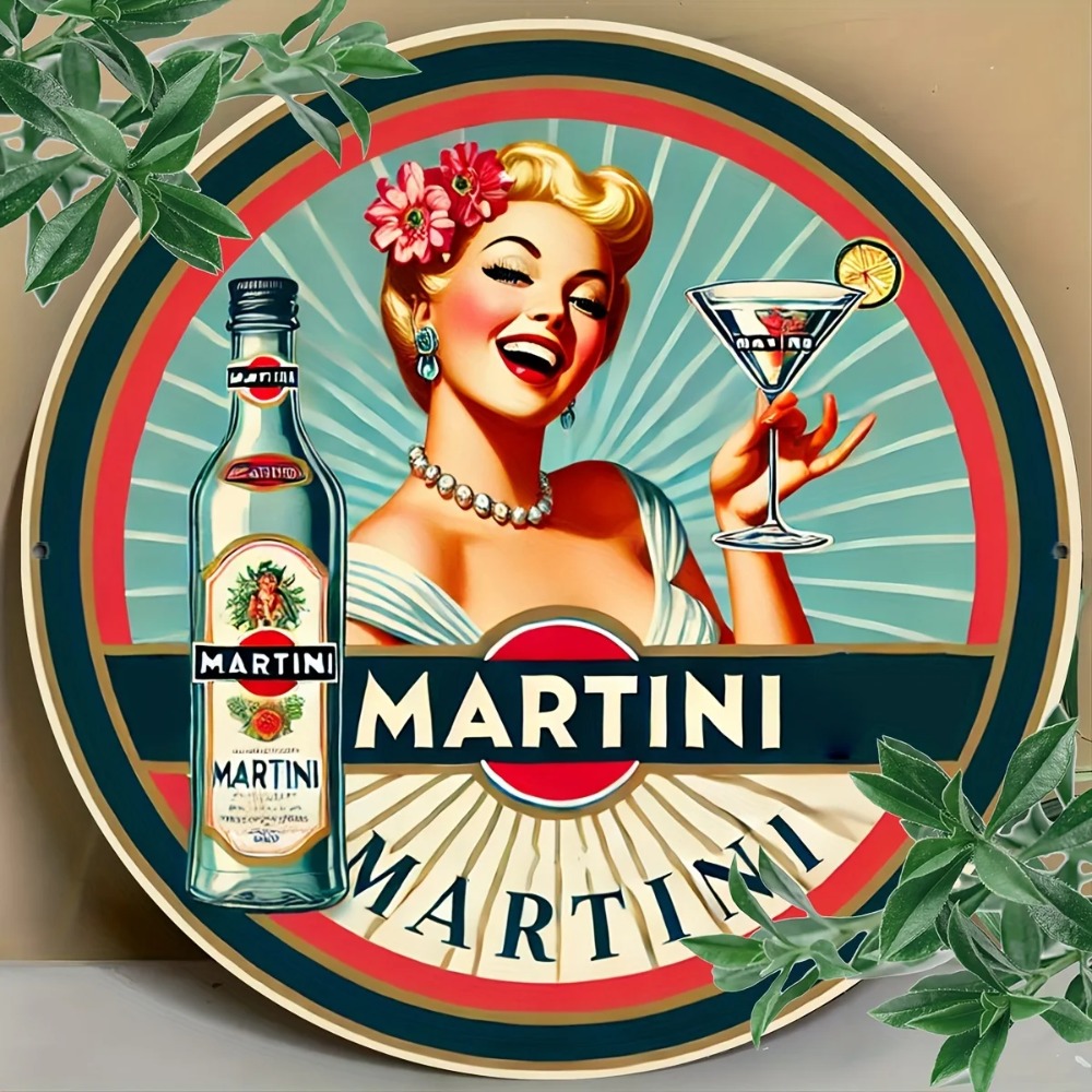 Home Bar And Restaurant - Vintage Martini Kokteyl Pin-Up Bireysel Teneke