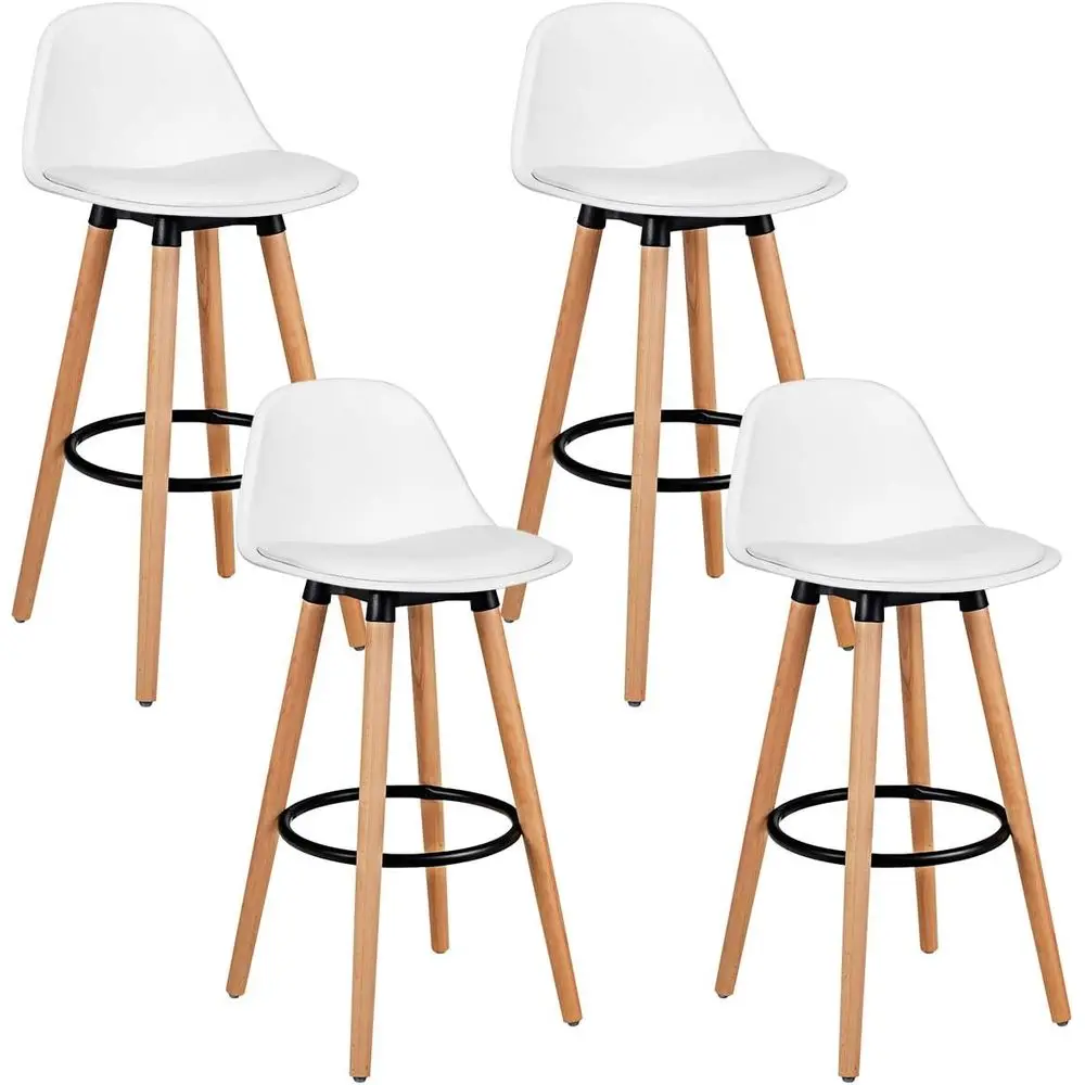 Home Bar Stools - 4'lü PU Deri Koltuklu Bar Taburesi
