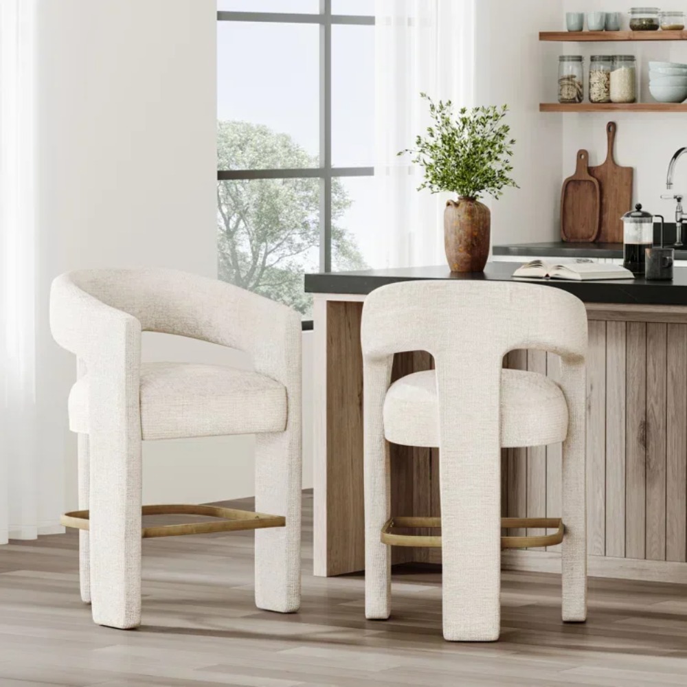 Home Bar Stools - Modern Döşemeli Sayaç Tabure Kadife Mutfak