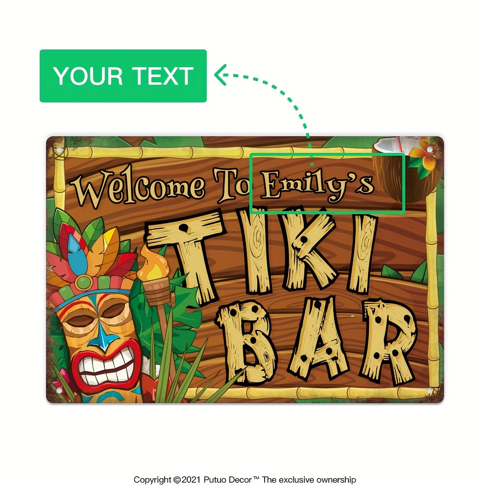 Home Bar And Restaurant - Özel Dekoratif Tiki Bar Tabelası, Kişiselleştirilmiş