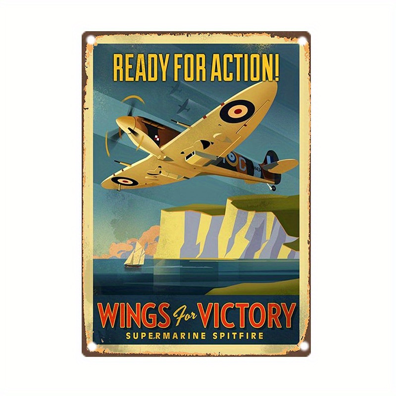 Home Bar Accessories - Vintage Supermarine Spitfire Metal Tabela, -