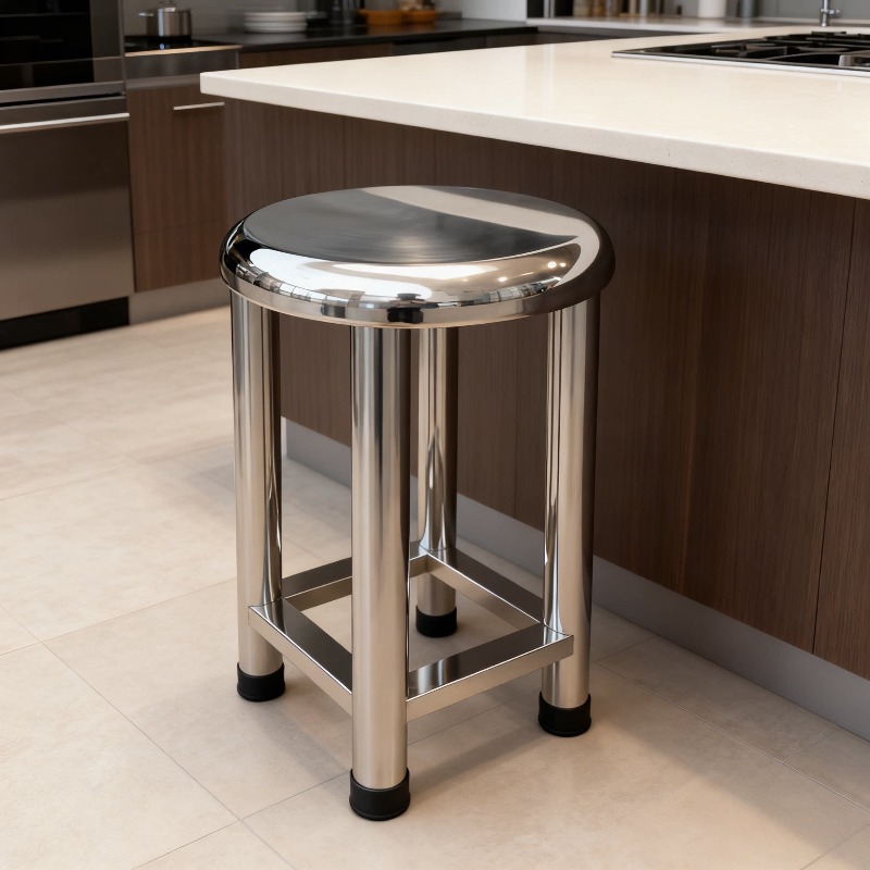 Home Bar Stools - 304 Paslanmaz Çelik Yuvarlak Tabure Ağır