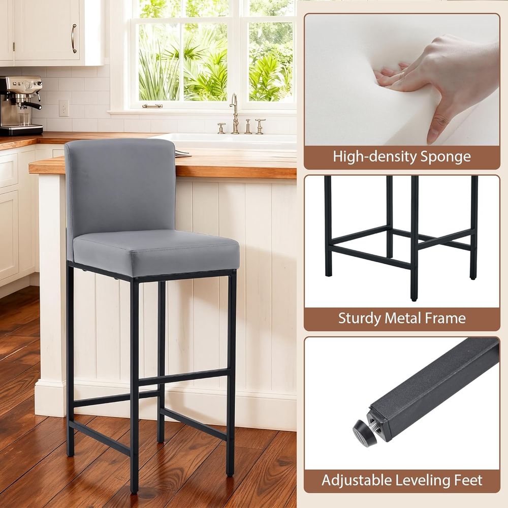 4'lü Gri Döşemeli Suni Deri Ba - Home Bar Stools incelemesi ve fiyatı